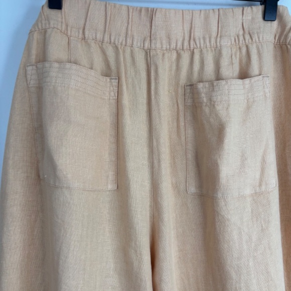 J Jill Garment Dyed Linen Pant LP Wide Leg Pull On Crop Boho Lagenlook Peach - Picture 6 of 11